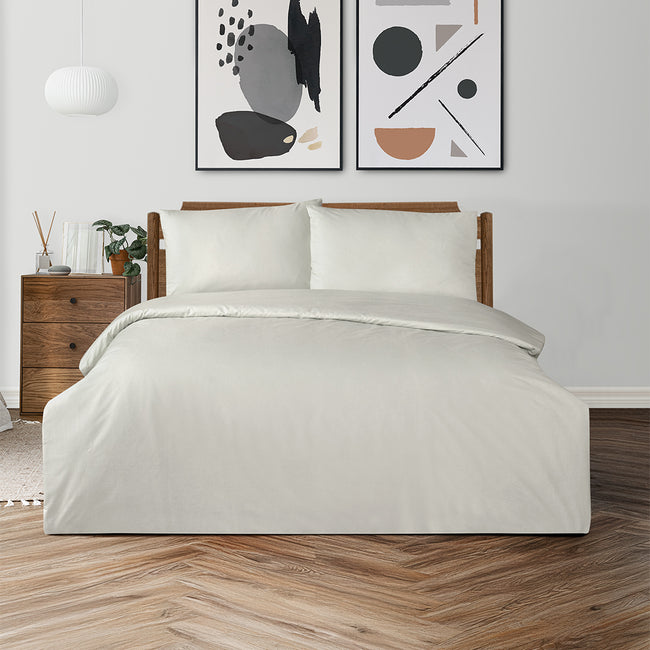 Freesia Çift Kişilik Ranforce Nevresim Seti Ekru (3 Parça)