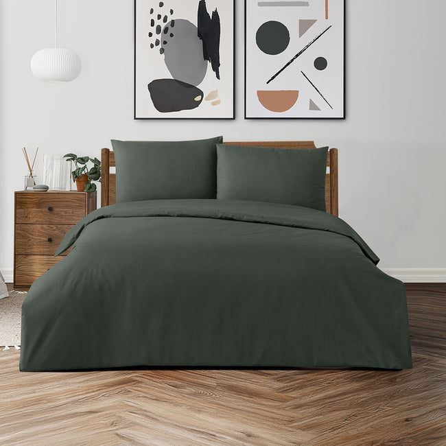 Freesia Çift Kişilik Ranforce Nevresim Seti Haki (3 Parça)