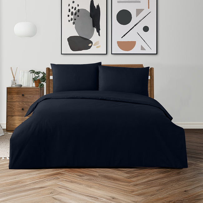 Freesia Çift Kişilik Ranforce Nevresim Seti Lacivert (3 Parça)