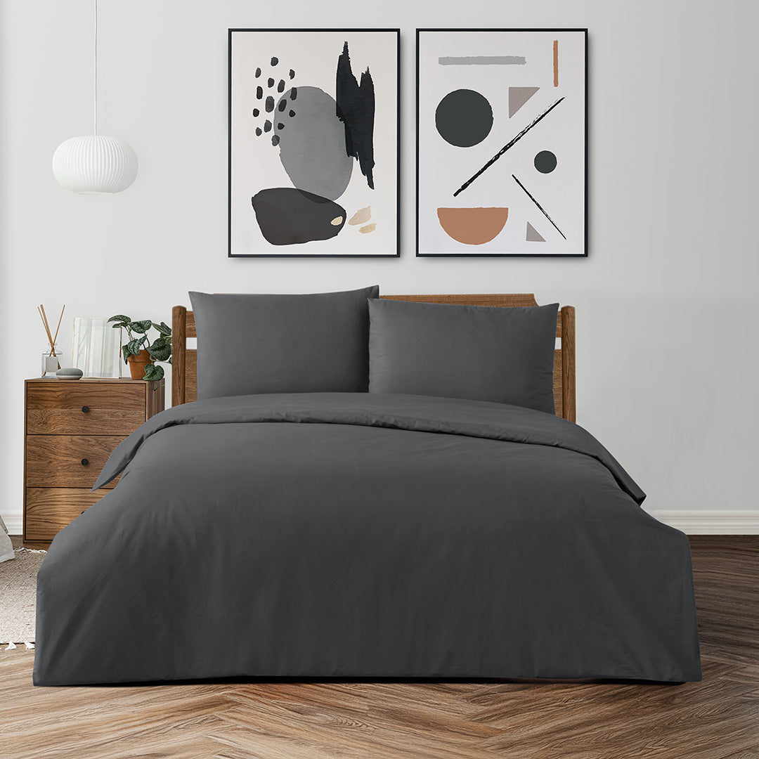 Freesia Double Ranforce Duvet Cover Set Anthracite (3 Pieces)