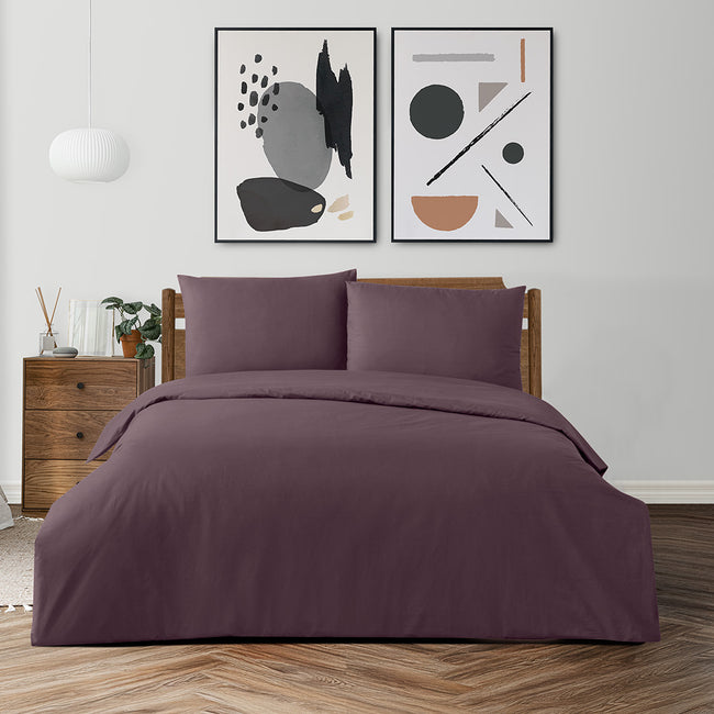 Freesia Çift Kişilik Ranforce Nevresim Seti Mürdüm (3 Parça)