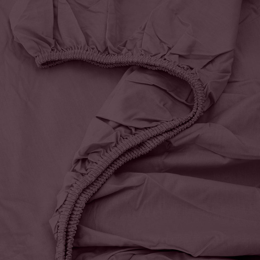 Freesia Tek Kişilik Ranforce Lastikli Çarşaf 100x200+35 cm Mürdüm