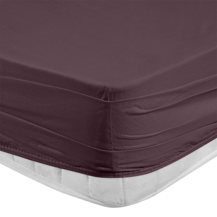 Freesia Tek Kişilik Ranforce Lastikli Çarşaf 100x200+35 cm Mürdüm