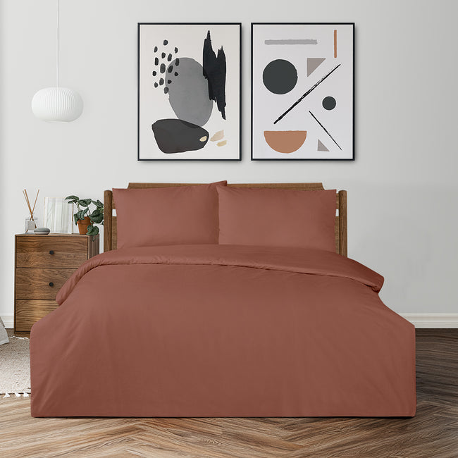 Freesia Çift Kişilik Ranforce Nevresim Seti Kiremit (3 Parça)