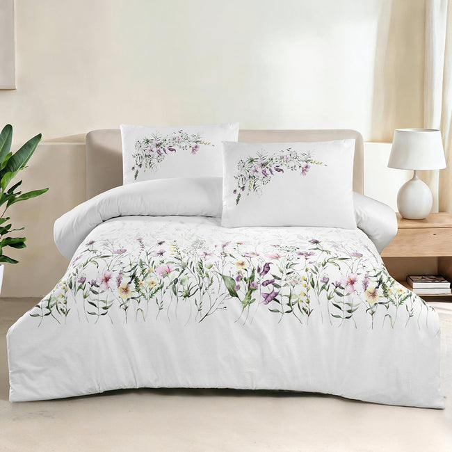 Garden Tek Kişilik %100 Pamuk Ranforce Nevresim Takımı Beyaz 57 Tel (3 Parça)