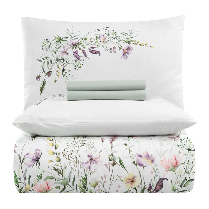 Garden Tek Kişilik %100 Pamuk Ranforce Nevresim Takımı Beyaz 57 Tel (3 Parça)