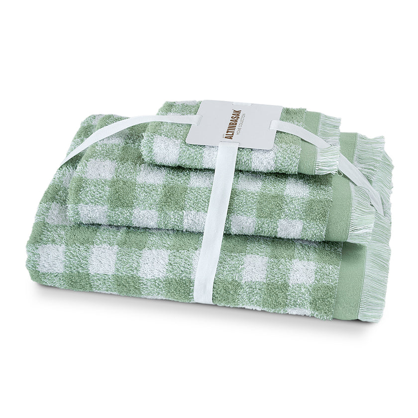 Gracia %100 Pamuk İplik Boyalı Banyo Havlusu Seti 3'lü