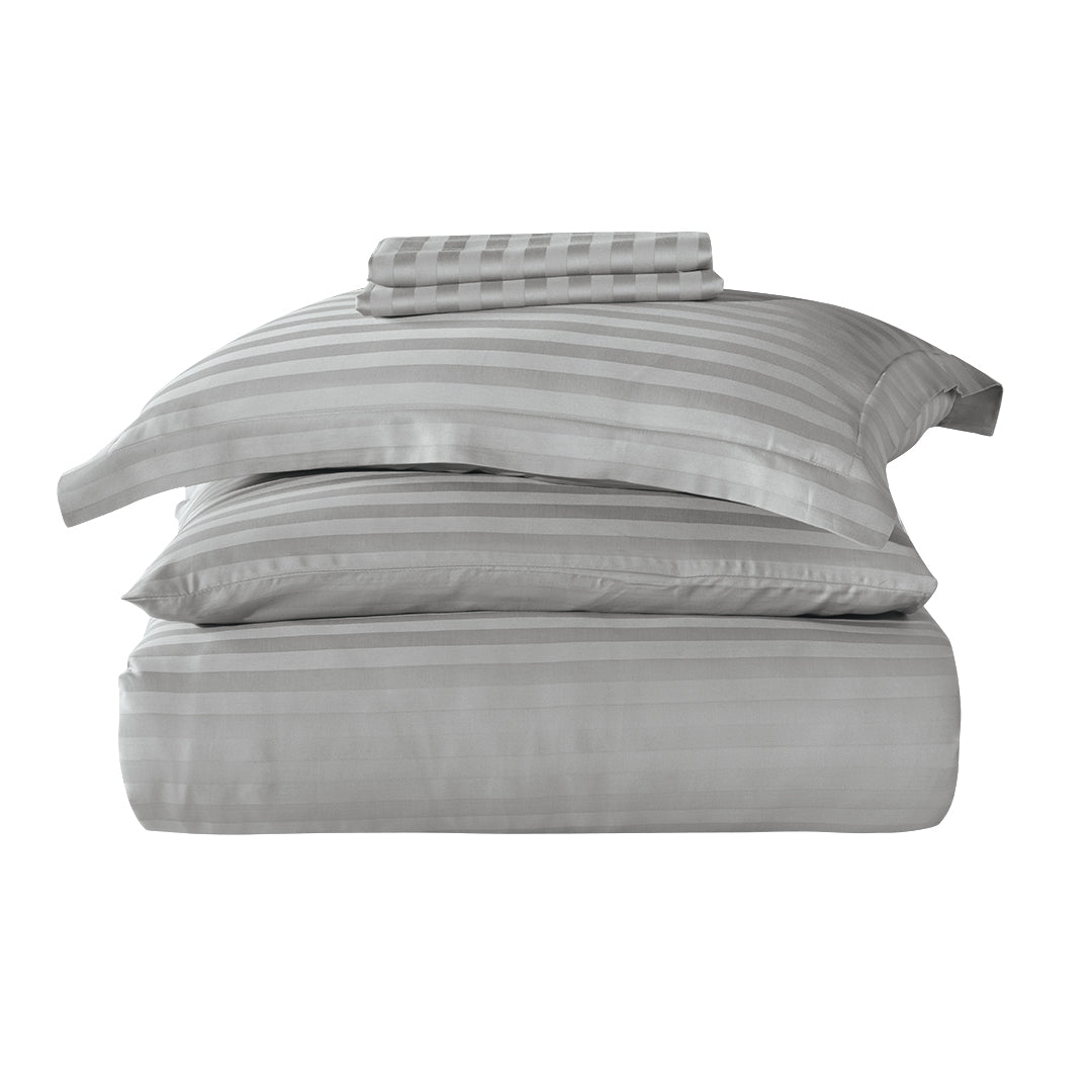 Always Double Satin Duvet Cover Set Grey (6 Pieces)