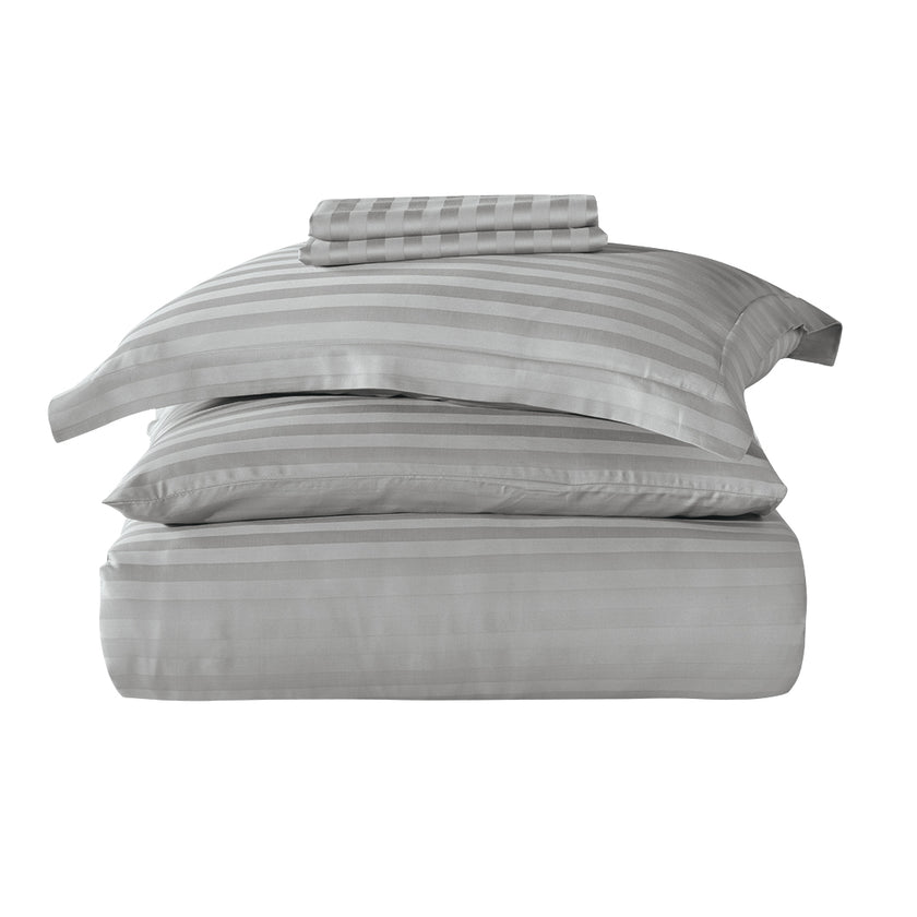 Always Double Satin Duvet Cover Set Grey (6 Pieces)
