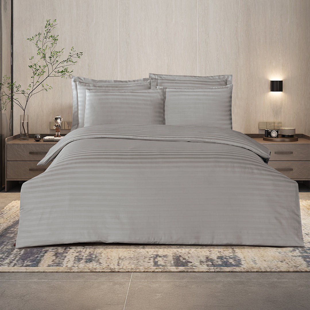 Always Double Satin Duvet Cover Set Grey (6 Pieces)