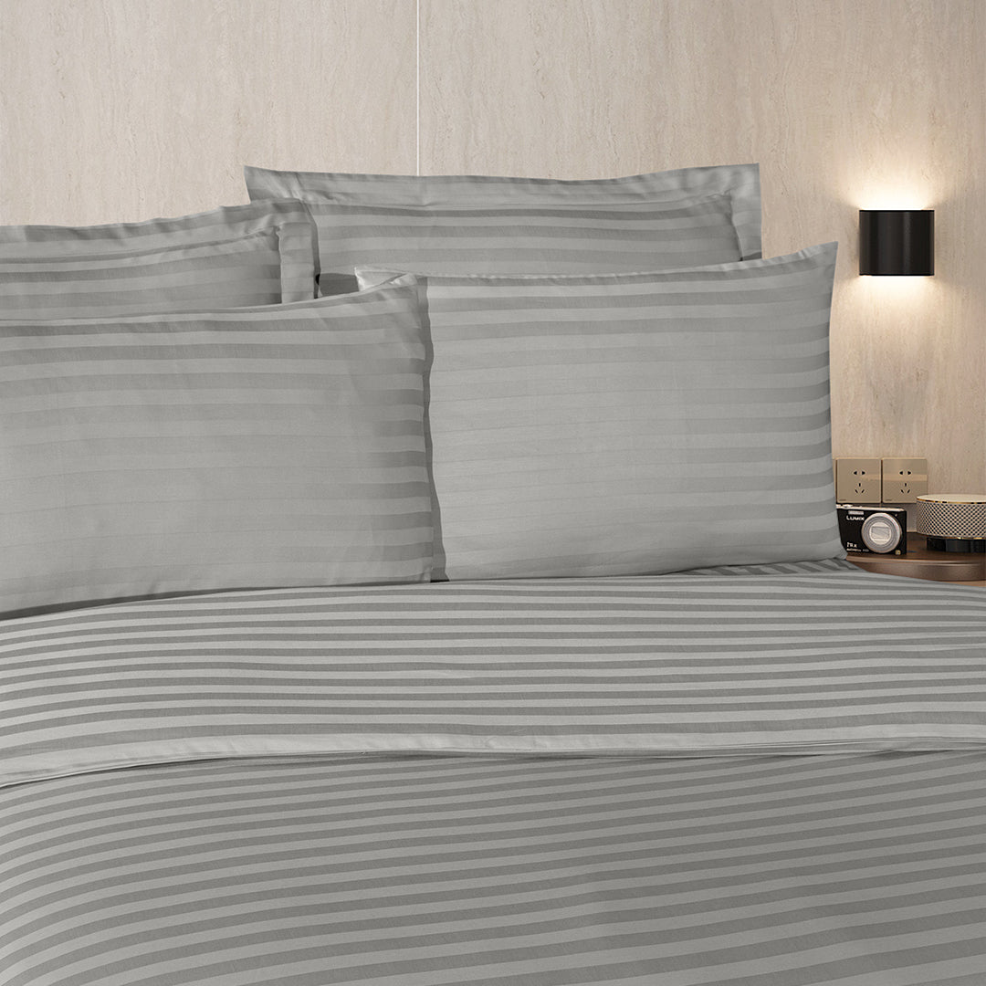 Always Double Satin Duvet Cover Set Grey (6 Pieces)