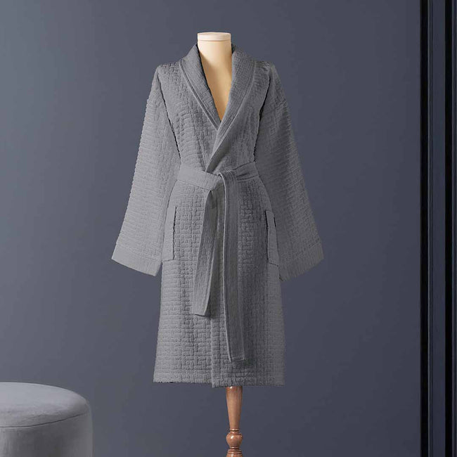 Lisse Bambu Unisex Bornoz Gri L/XL