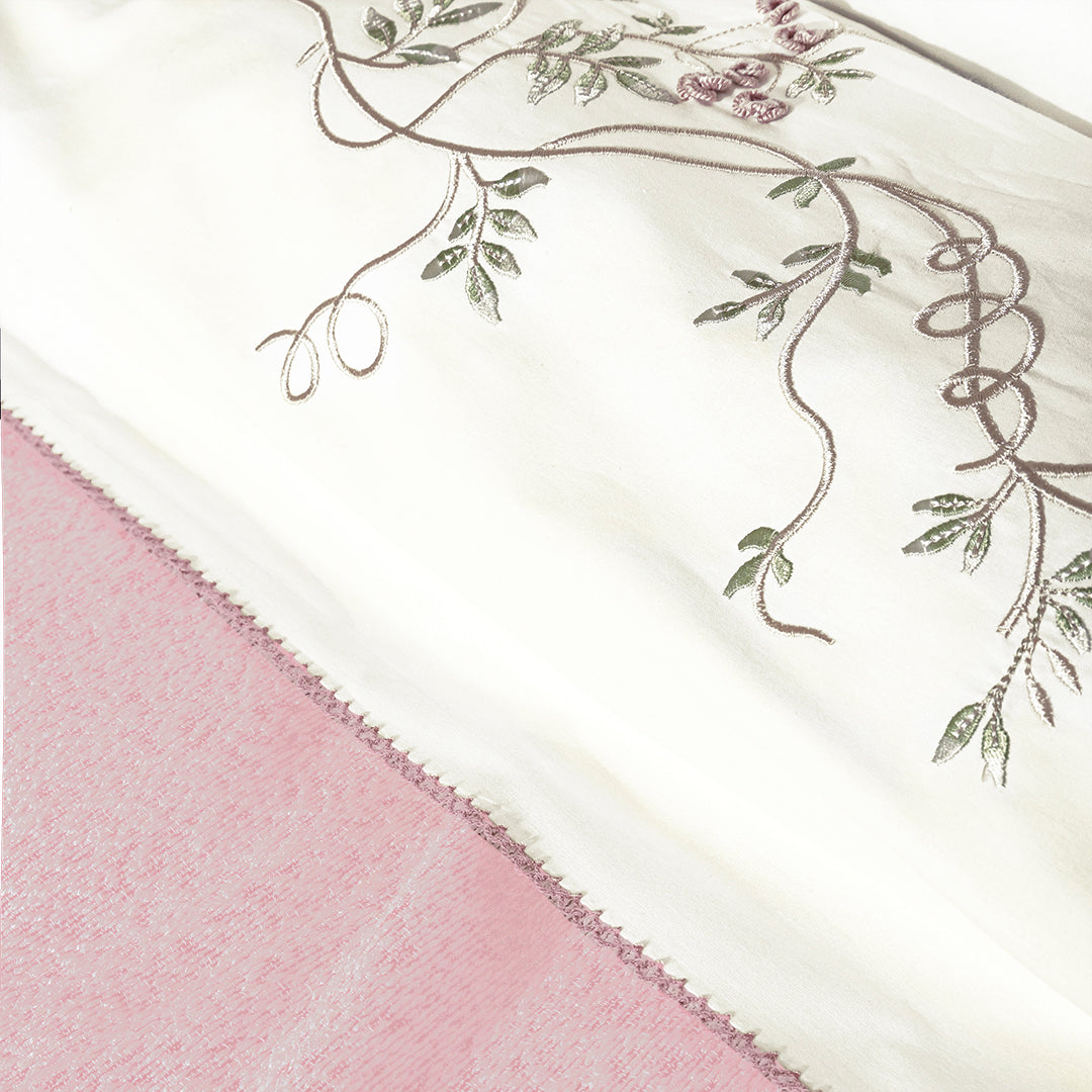 Hella Çift Kişilik Nakışlı Nevresim Seti Beyaz (7 Parça)