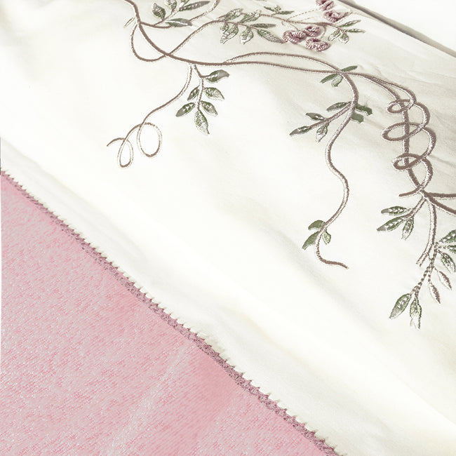 Hella Çift Kişilik Nakışlı Nevresim Seti Beyaz (7 Parça)