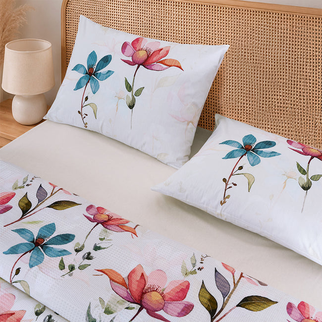 Iris %100 Pamuk Çift Kişilik Pike Takımı Beyaz