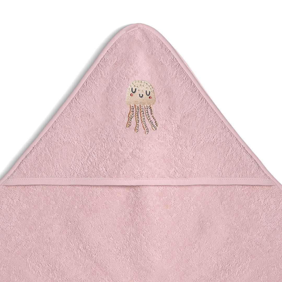 Jelly Hug Bebek Banyo Seti %100 Pamuk Denizanası Nakışlı Pudra (5 Parça)