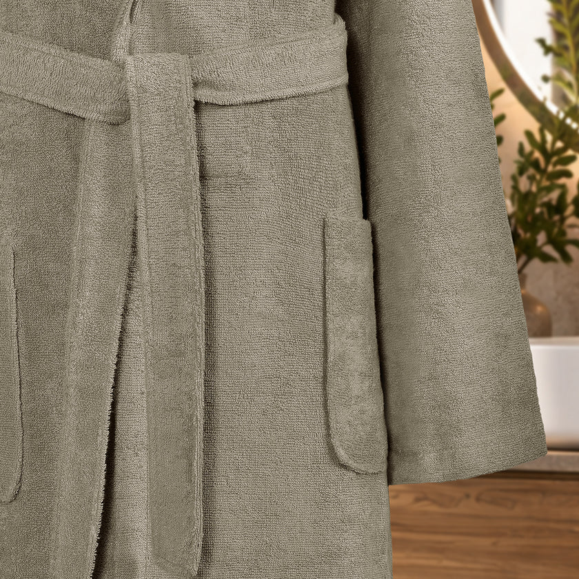 Julia Bambu Nakışlı Aile Bornoz Seti Ekru/bej M-L/L-XL 6 Parça