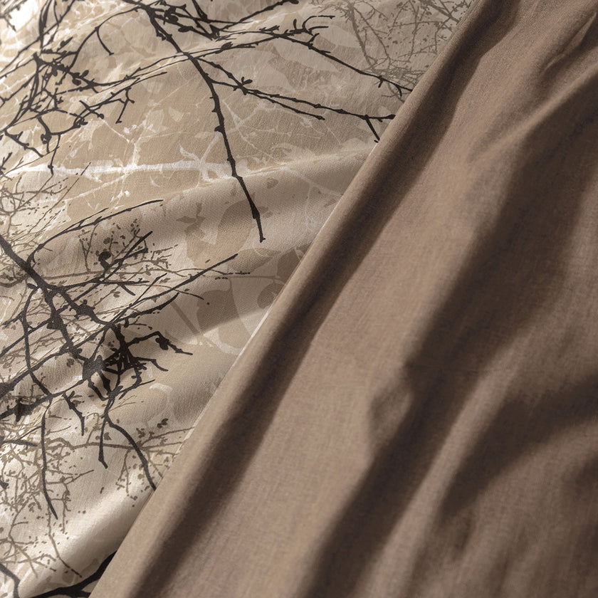 Kora Çift Kişilik Ranforce Nevresim Takımı Kahverengi (4 Parça)