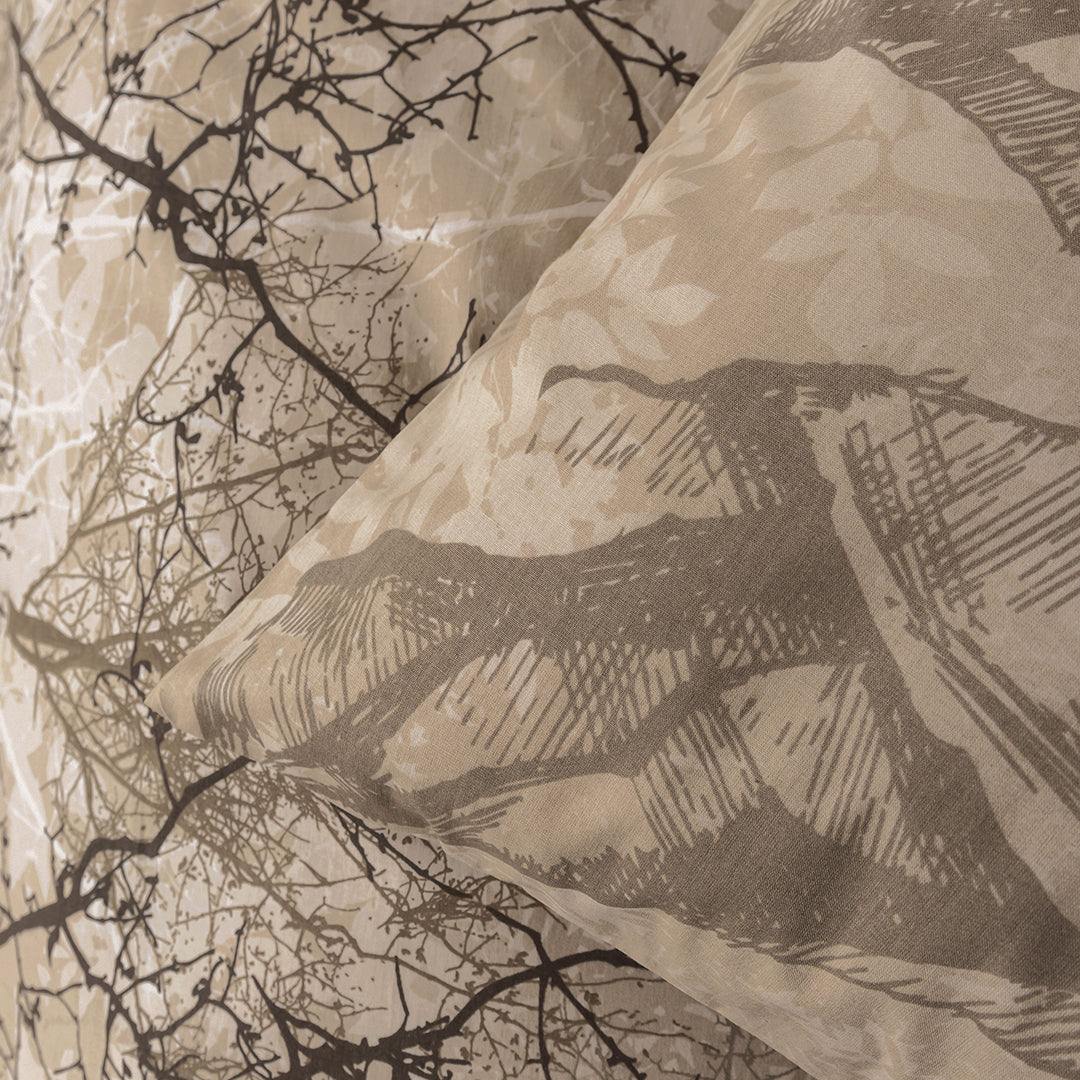 Kora Çift Kişilik Ranforce Nevresim Takımı Kahverengi (4 Parça)