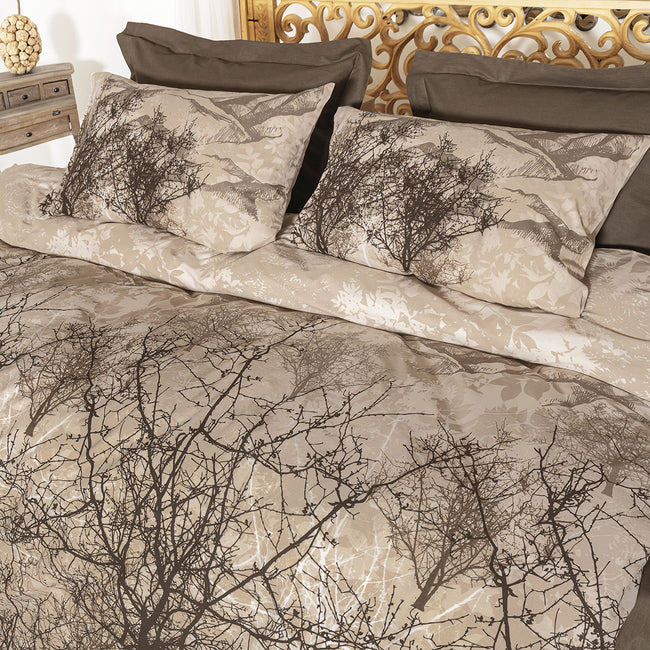 Kora Çift Kişilik Ranforce Nevresim Takımı Kahverengi (4 Parça)