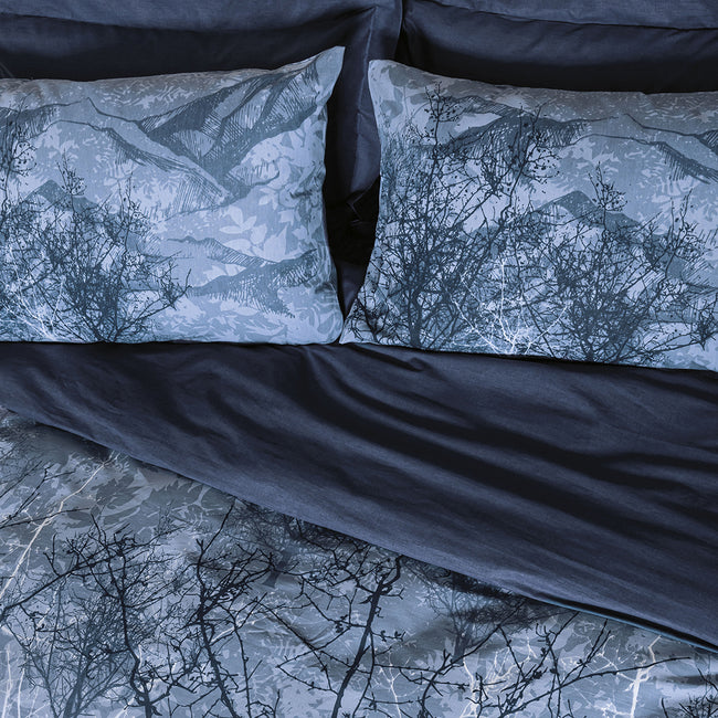 Kora Çift Kişilik Ranforce Nevresim Takımı Lacivert (4 Parça)