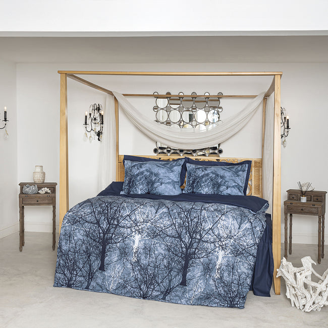 Kora Çift Kişilik Ranforce Nevresim Takımı Lacivert (4 Parça)