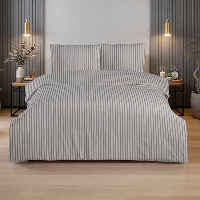 Lani Tek Kişilik %100 Pamuk Ranforce Nevresim Seti Bej (2 Parça)