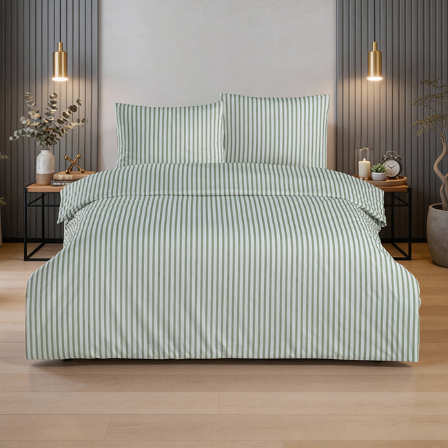 Lani Çift Kişilik %100 Pamuk Ranforce Nevresim Seti Yeşil (3 Parça)