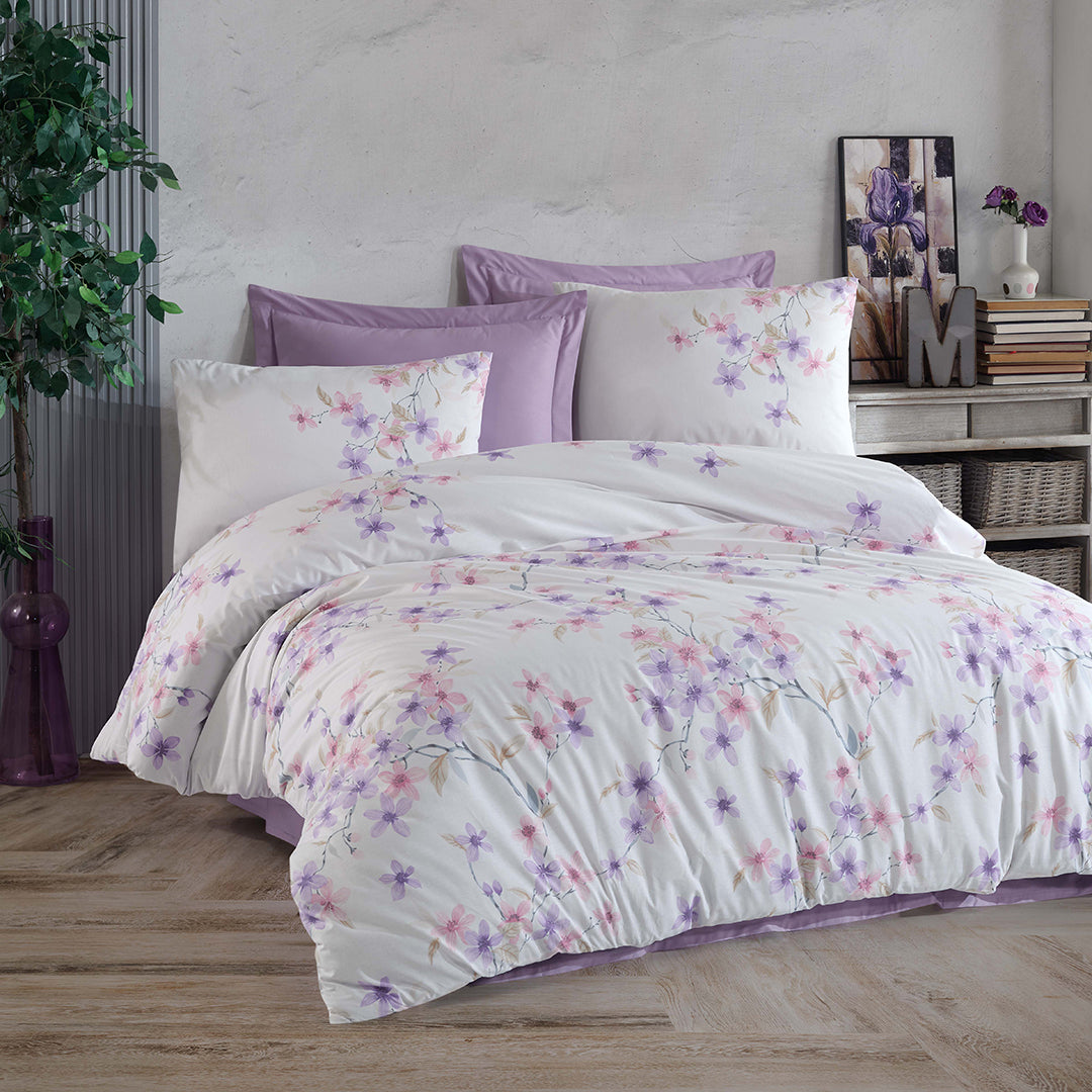 Lava Double Ranforce Duvet Cover Set Lilac (4 Pieces)