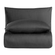 Linestyle King Size Double %100 Cotton Sateen (90 Thread Count) Duvet Cover Set Anthracite (3 Piece)