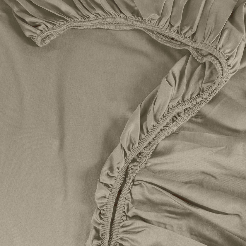 Linestyle Çift Kişilik %100 Pamuk Saten Lastikli Çarşaf 160x200+35 cm Bej