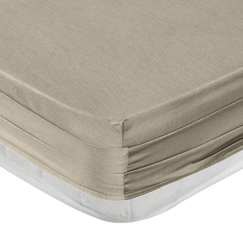 Linestyle Çift Kişilik %100 Pamuk Saten Lastikli Çarşaf 160x200+35 cm Bej