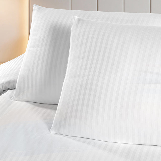 Linestyle Çift Kişilik %100 Pamuk Saten (90 Tel) Nevresim Seti Beyaz (3 Parça)