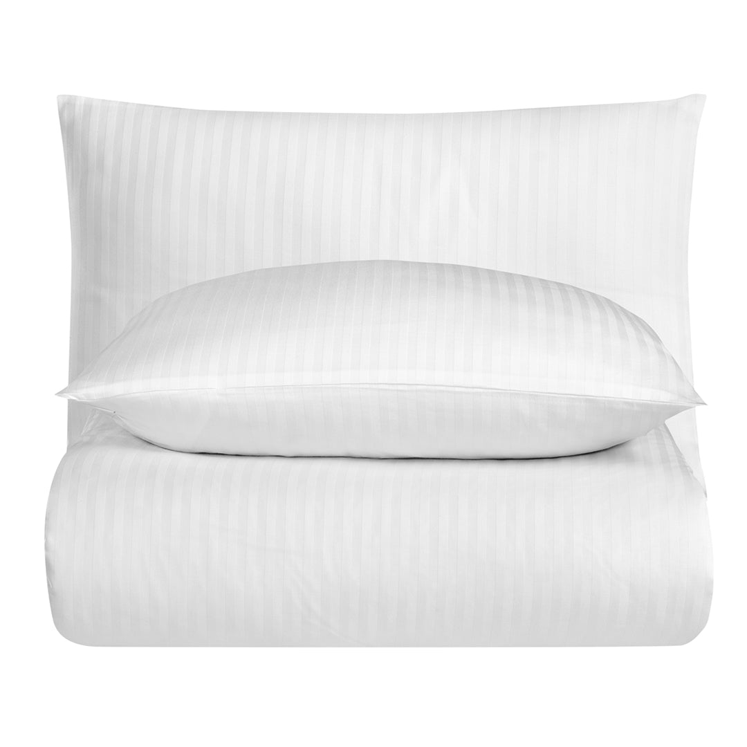 Linestyle Çift Kişilik %100 Pamuk Saten (90 Tel) Nevresim Seti Beyaz (3 Parça)