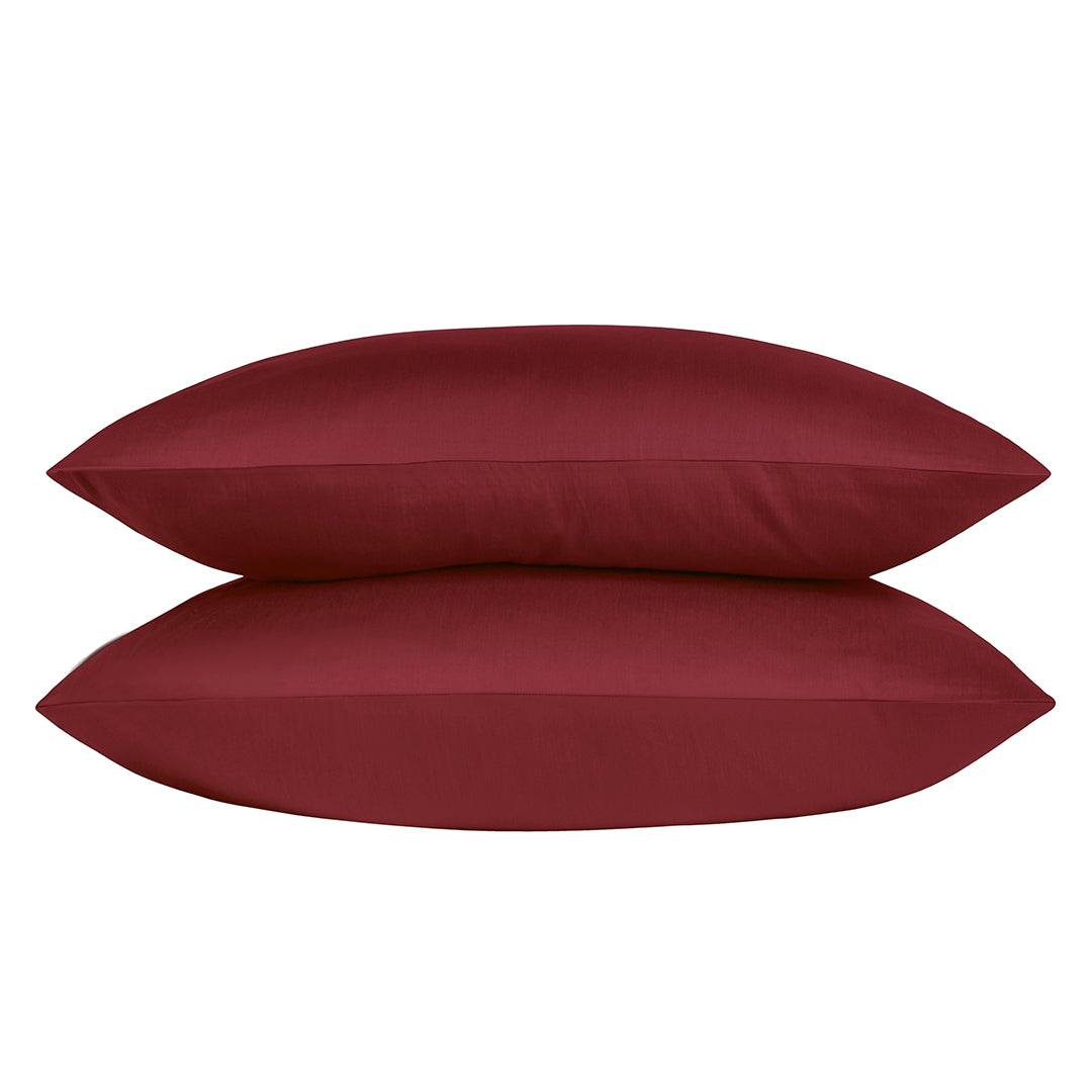 Linestyle 2'li Yastık Kılıfı %100 Pamuk Saten Bordo