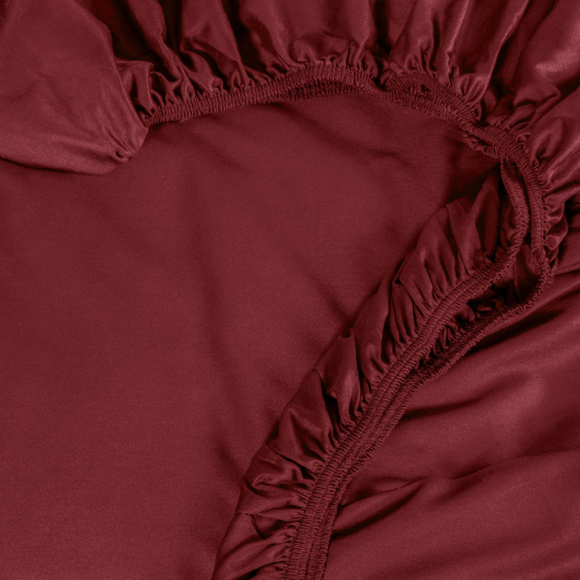Linestyle Çift Kişilik %100 Pamuk Saten Lastikli Çarşaf 160x200+35 cm Bordo