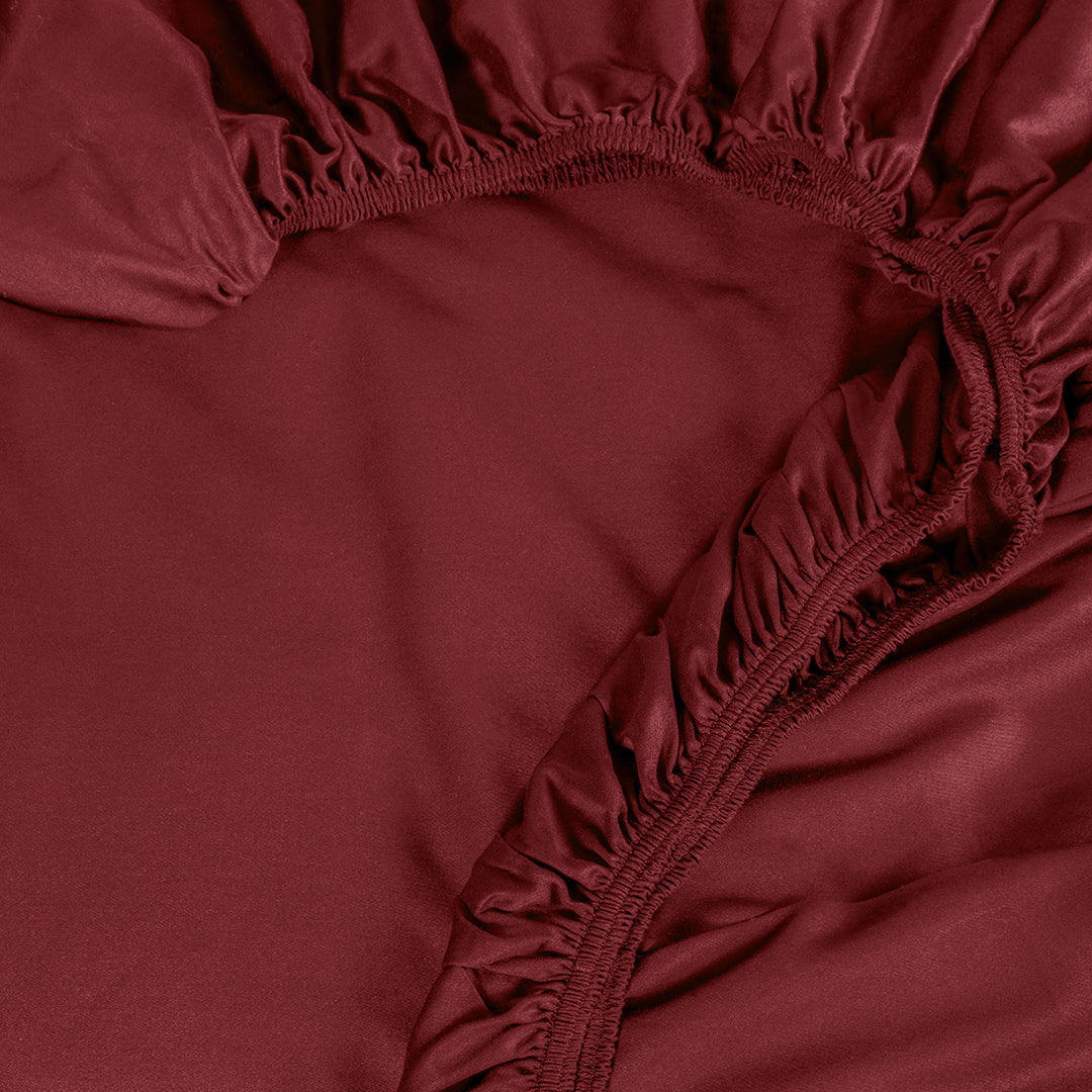 Linestyle King Size %100 Pamuk Saten Lastikli Çarşaf 200x200+35 cm Bordo