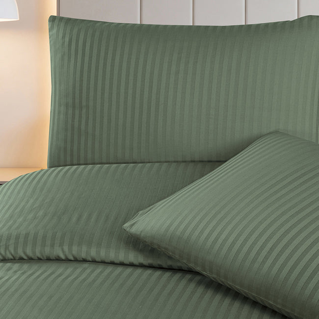 Linestyle Çift Kişilik %100 Pamuk Saten (90 Tel) Nevresim Seti Haki (3 Parça)