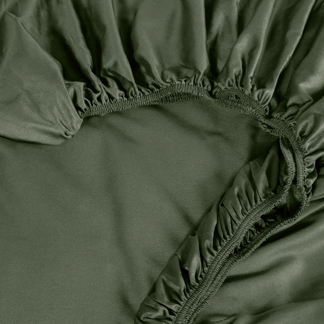 Linestyle Single 100% Cotton Sateen Fitted Sheet 100x200+35 cm Khaki