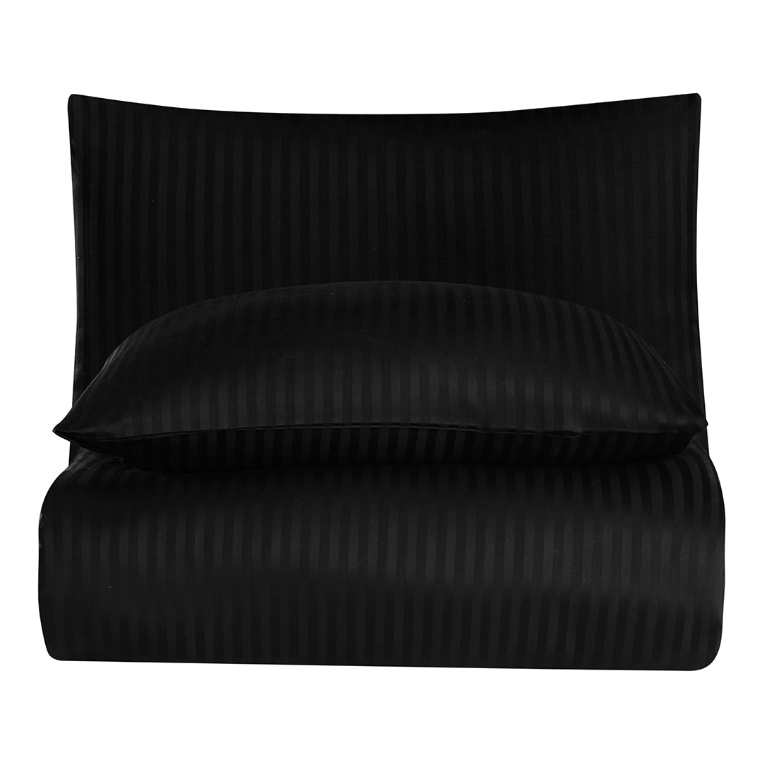 Linestyle Çift Kişilik %100 Pamuk Saten (90 Tel) Nevresim Seti Siyah (3 Parça)