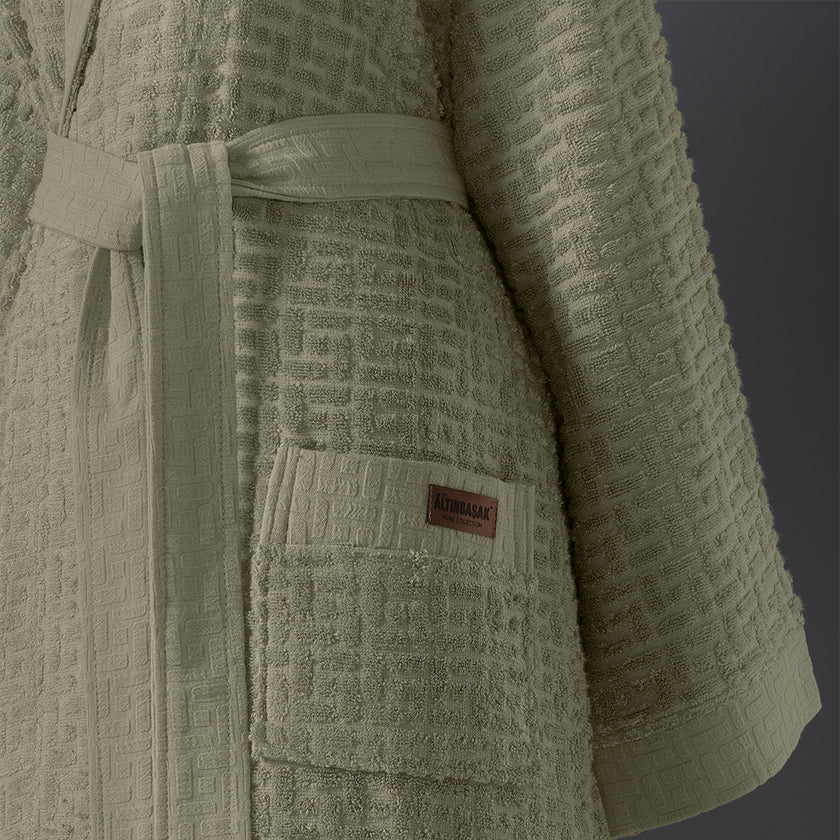 Lisse Bambu Aile Bornoz Seti Adaçayı Yeşili/bej 6 Parça M-L/L-XL