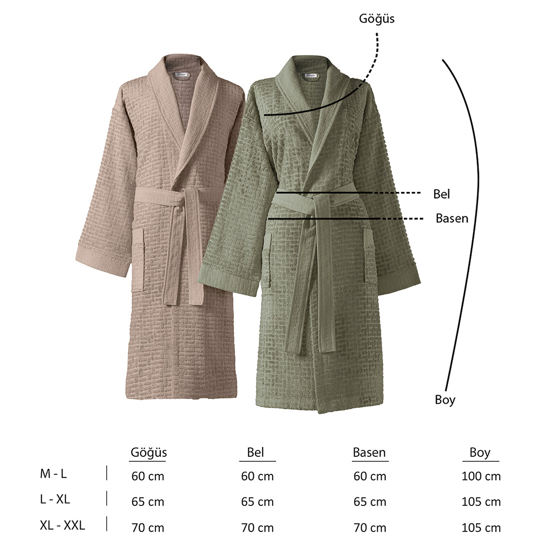 Lisse Bambu Aile Bornoz Seti Adaçayı Yeşili/Bej (6 Parça)