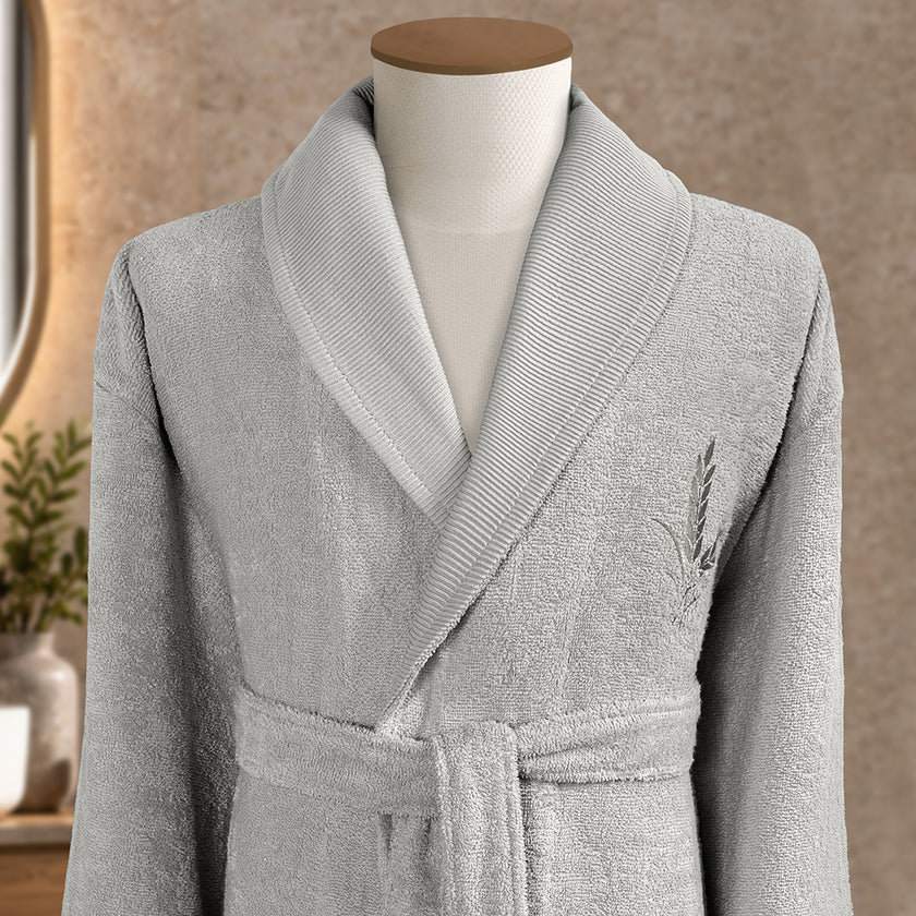 Livia Bambu Nakışlı Aile Bornoz Seti Lila/Gri M-L/L-XL 6 Parça