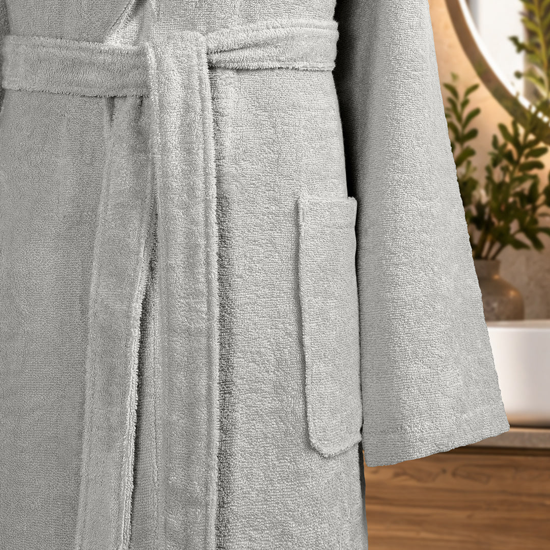 Livia Bambu Nakışlı Aile Bornoz Seti Lila/Gri M-L/L-XL 6 Parça