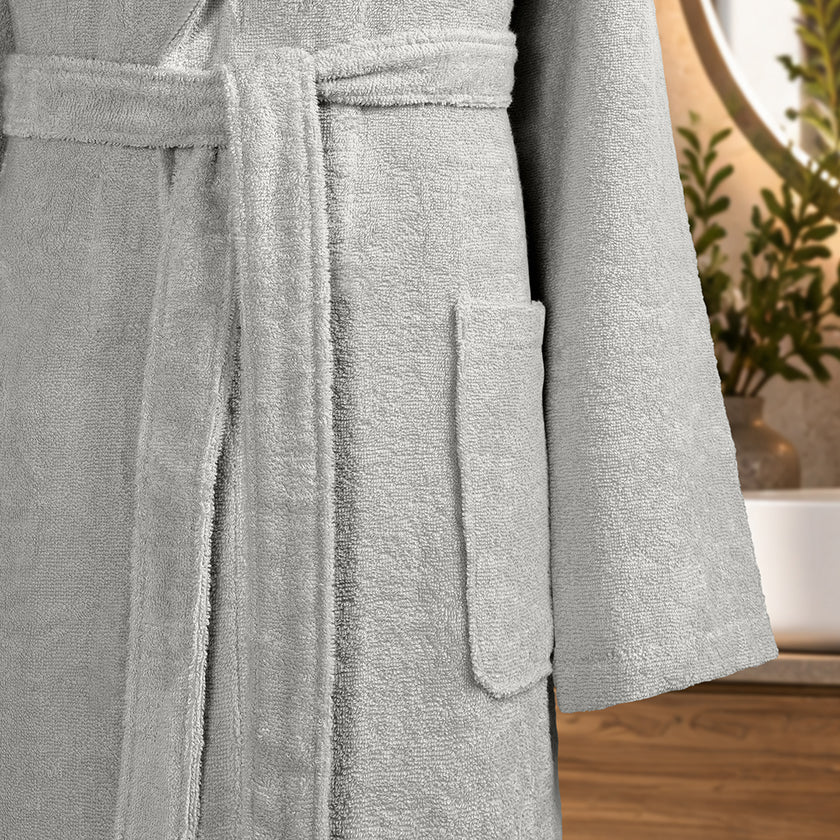 Livia Bambu Nakışlı Aile Bornoz Seti Lila/Gri M-L/L-XL 6 Parça