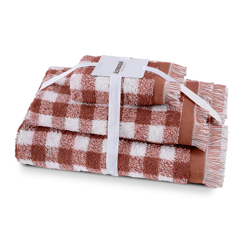 Gracia %100 Pamuk İplik Boyalı Banyo Havlusu Seti 3'lü