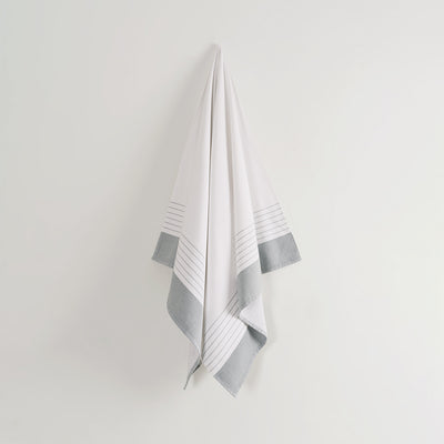 Mare Plaj Havlusu %100 Pamuk İplik Boyalı Beyaz/Gri