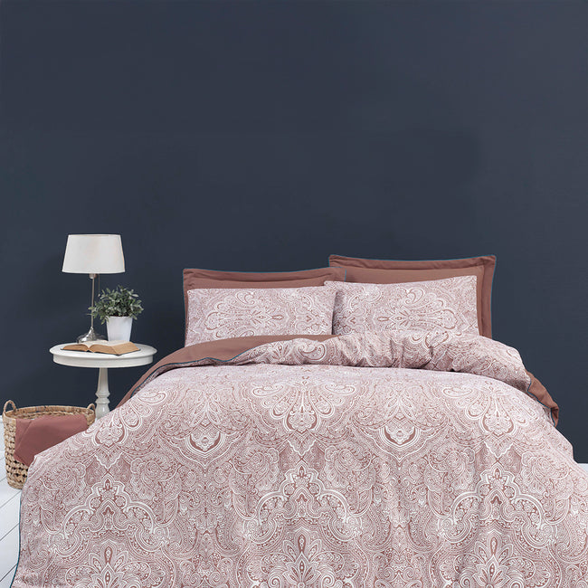 Margot On Çift Kişilik Ranforce Nevresim Takımı Kiremit (4 Parça)