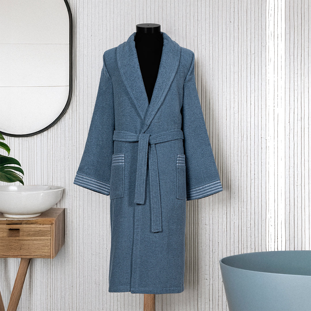 Mark Büyük Beden Unisex Bornoz Mavi