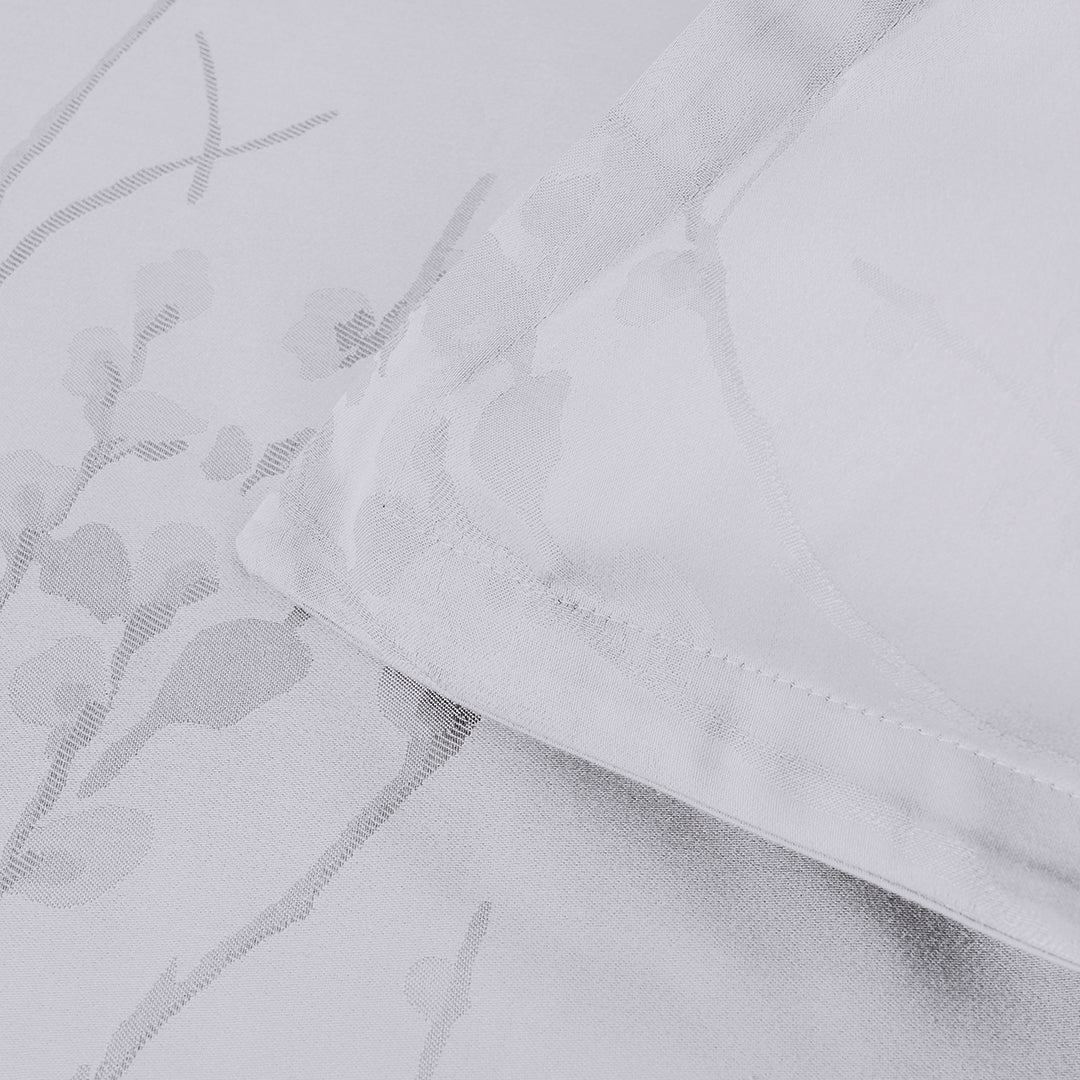 Minna Jacquard Satin Double Duvet Cover Set Light Gray (6 Pieces)